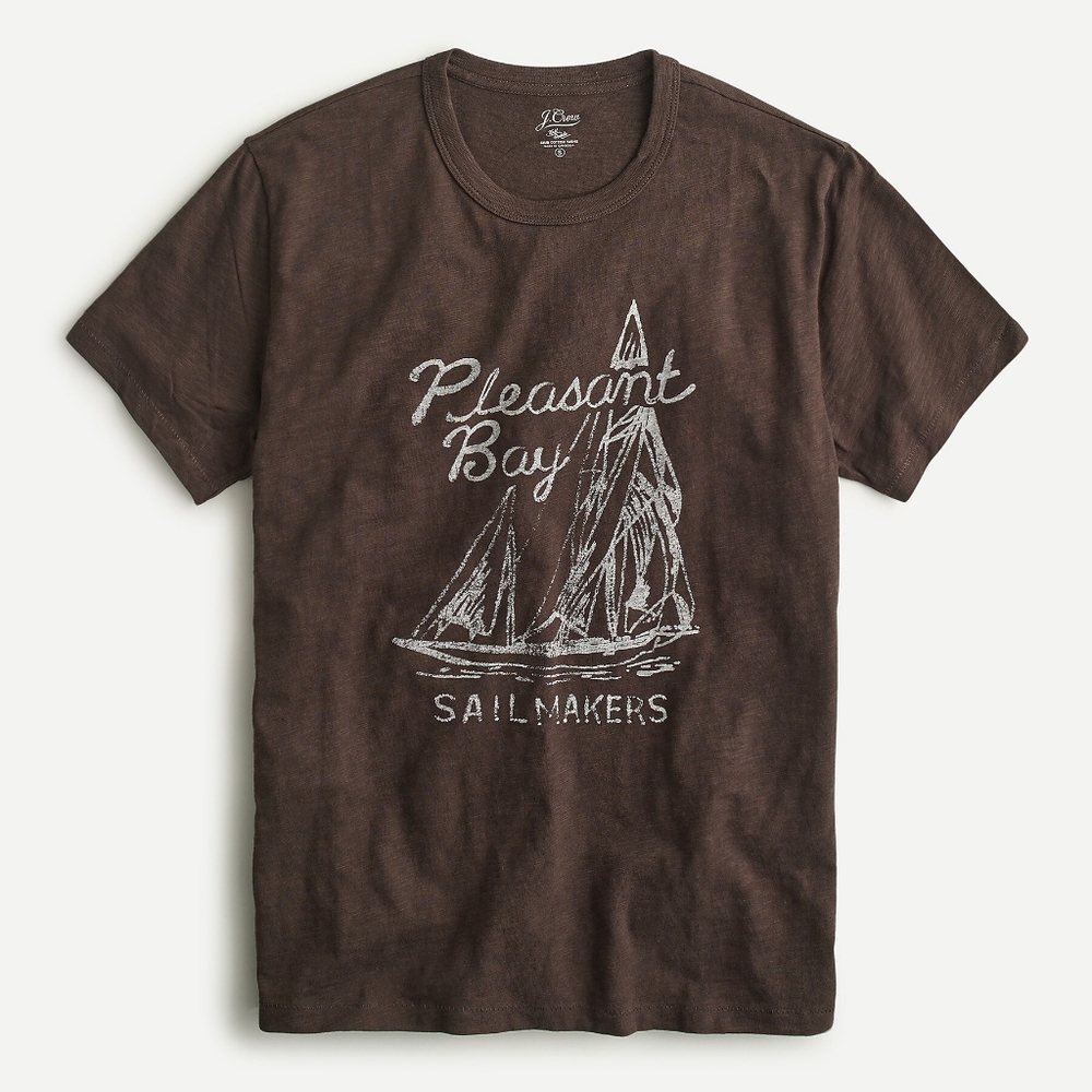 New! J Crew Medium M Men's Slub cotton Pleasant Bay graphic brown T-shirt NWT